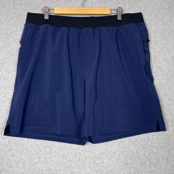 Fabletics The 7" Franchise Short Lined Mens Sz XXL Navy Blue Performance Stretch - Picture 1 of 13